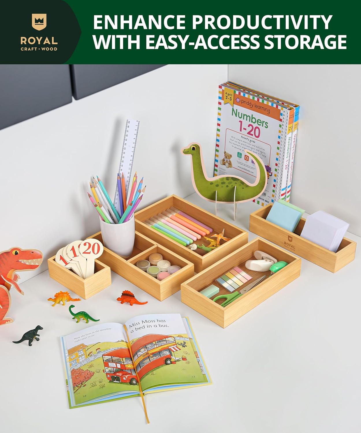 Detalle 2 de ROYAL CRAFT WOOD 5-Piece Bamboo Organizer Set