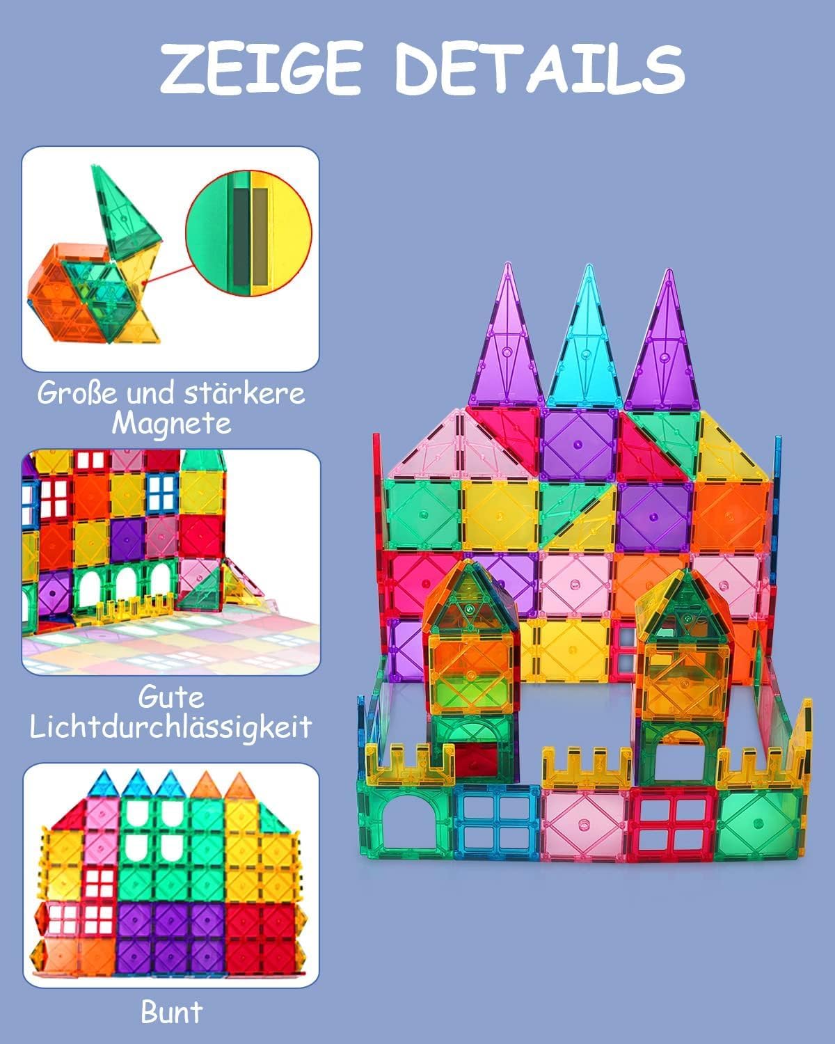 Thumbnail 3 de Costruzioni Magnetici per Bambini 80 Pezzi Set 3D