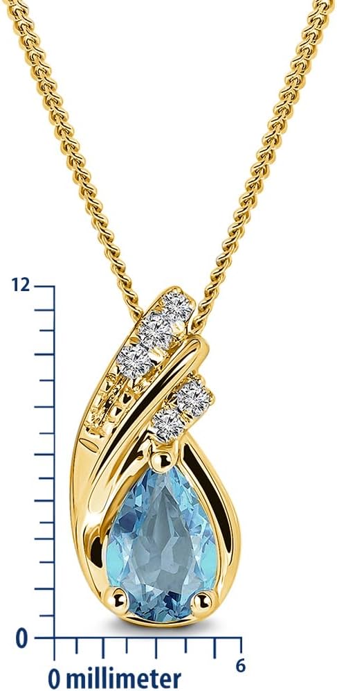 Thumbnail 1 de MIORE Collier Femme avec Pendentif Or 9K/Or Jaune et Argent Plaqué or, Topaze et Diamants