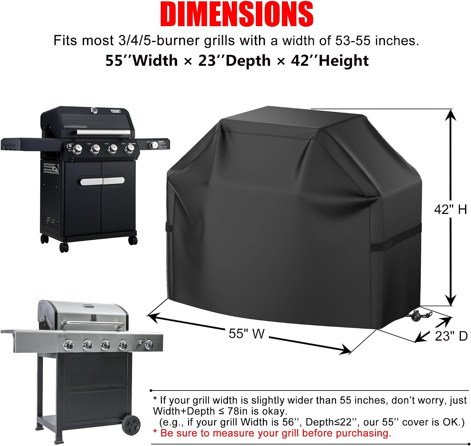 Thumbnail 1 de VIBOOS grill-cover BBQ Grill Cover, 55-Inch Oxford Cloth with Adjustable Straps