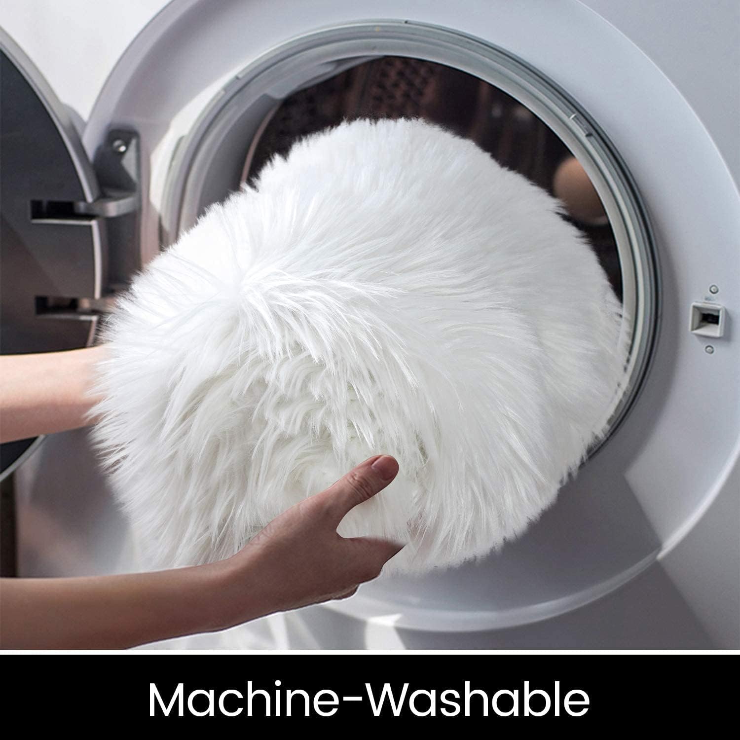 Thumbnail 5 de YIHAIC Faux Sheepskin Rug (White) – Fluffy faux fur area rug, 80 x 180cm