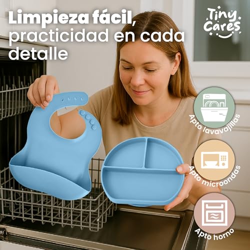 Thumbnail 6 de TINYCARES Vajilla Bebe Silicona con Vaso de Aprendizaje y Cuchara de Desarrollo Motor