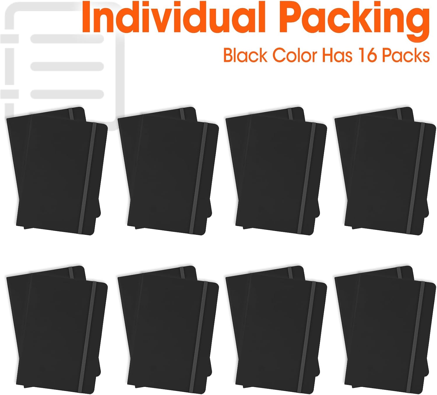 Thumbnail 6 de BGUP 16-Pack A5 Hardcover Lined Notebooks, 136 Pages, Black