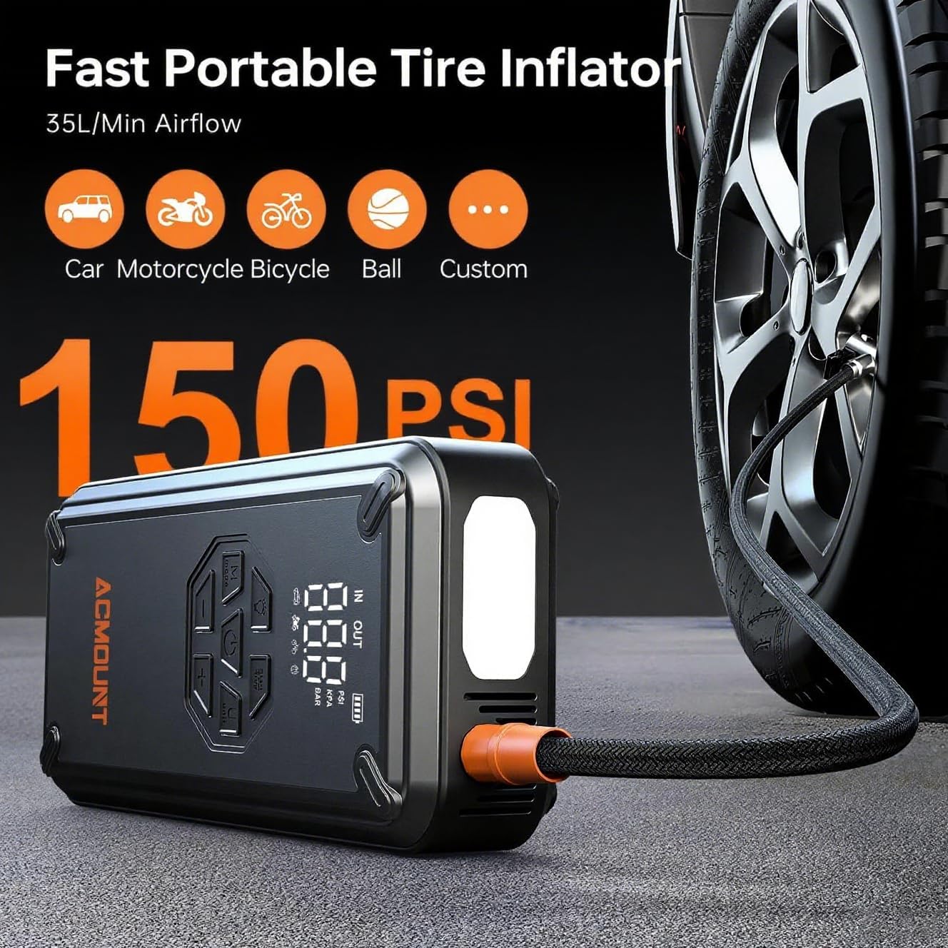 Detalle de Acmount 7000A 12V Jump Starter with 150PSI Compressor