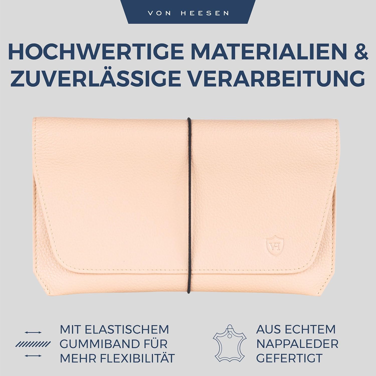 Detalle de VON HEESEN Leder-Reisepasshülle mit RFID-Schutz – Passport-Organizer aus echtem Leder in Rose