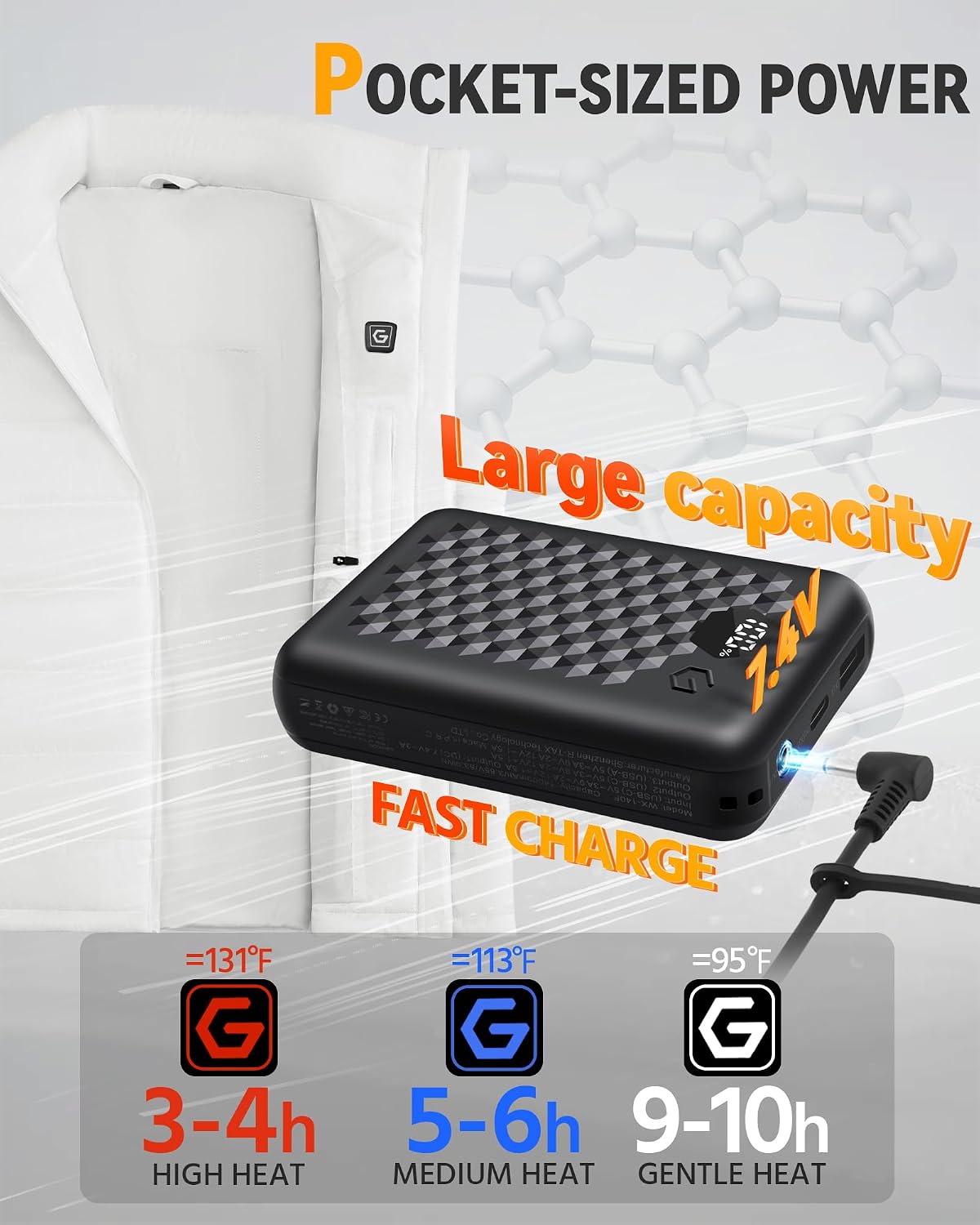 Detalle de Wulcea Women's Heated Vest, 14,000mAh Battery
