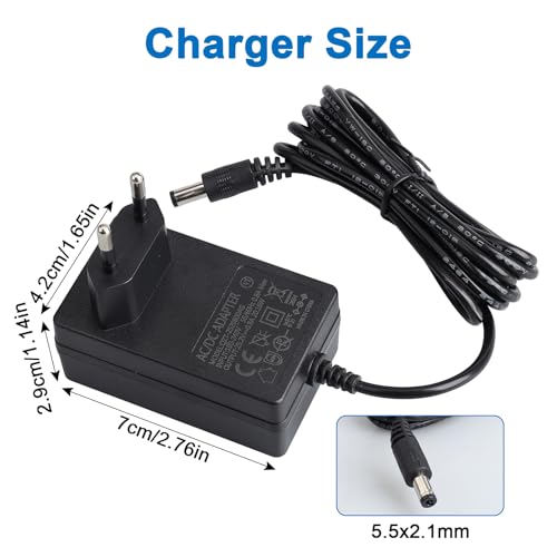 Detalle de OPAHUTER Netzteil-Adapter NB-25D2 für Segway Ninebot Zing E8/E10/E12 und C-Reihe – EU-Stecker, 25,2 V 0,8 A