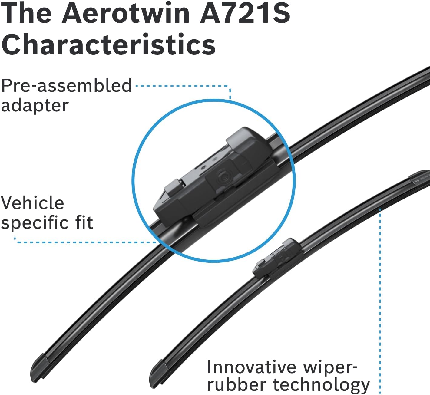 Detalle 2 de Bosch Aerotwin A721S Wiper Blade Set (600mm/400mm) – Front Blades