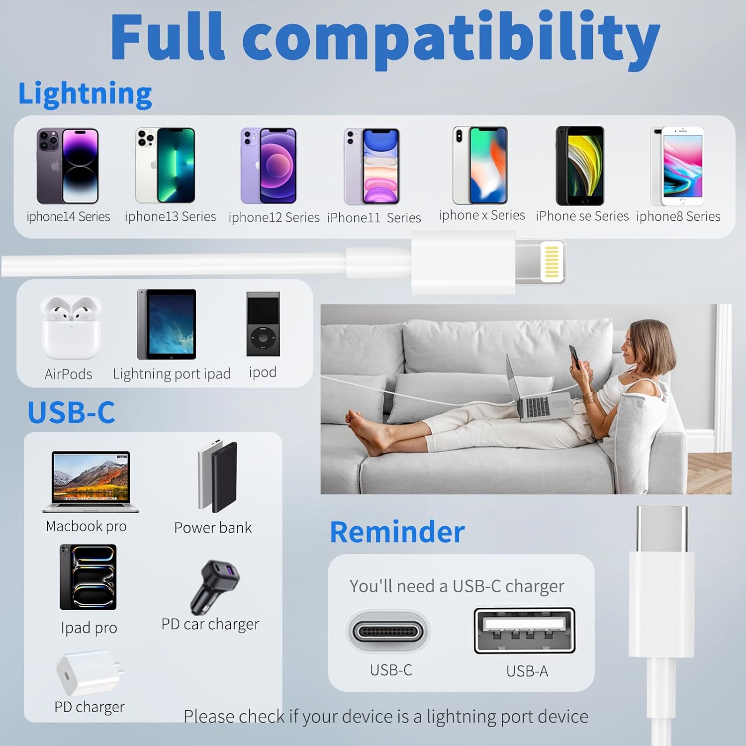 Thumbnail 5 de USB C to Lightning Cable 2M 4Pack