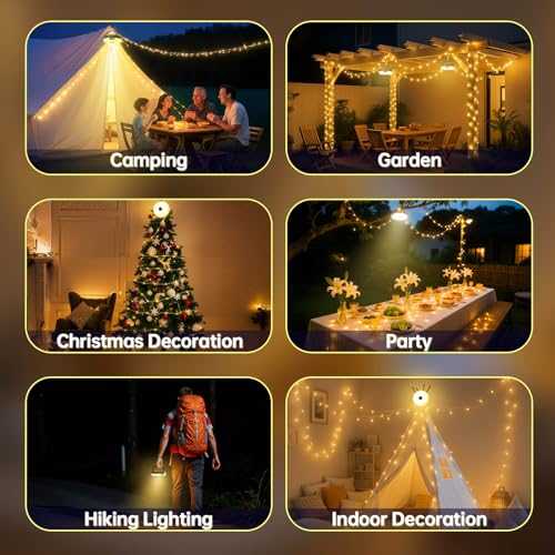Thumbnail 6 de Giliwosy Camping Lichterkette 10 m – Aufrollbar, 8 Modi, 2600 mAh Akku, Timer, IP44/IP65, USB-Aufladung