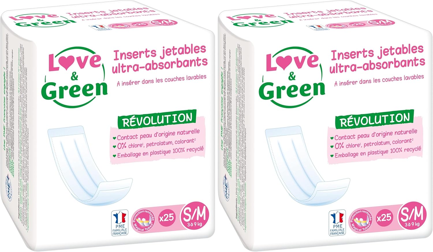 Thumbnail 4 de Love & Green inserts jetables écologiques universels pour couche lavable (x25) Taille S/M
