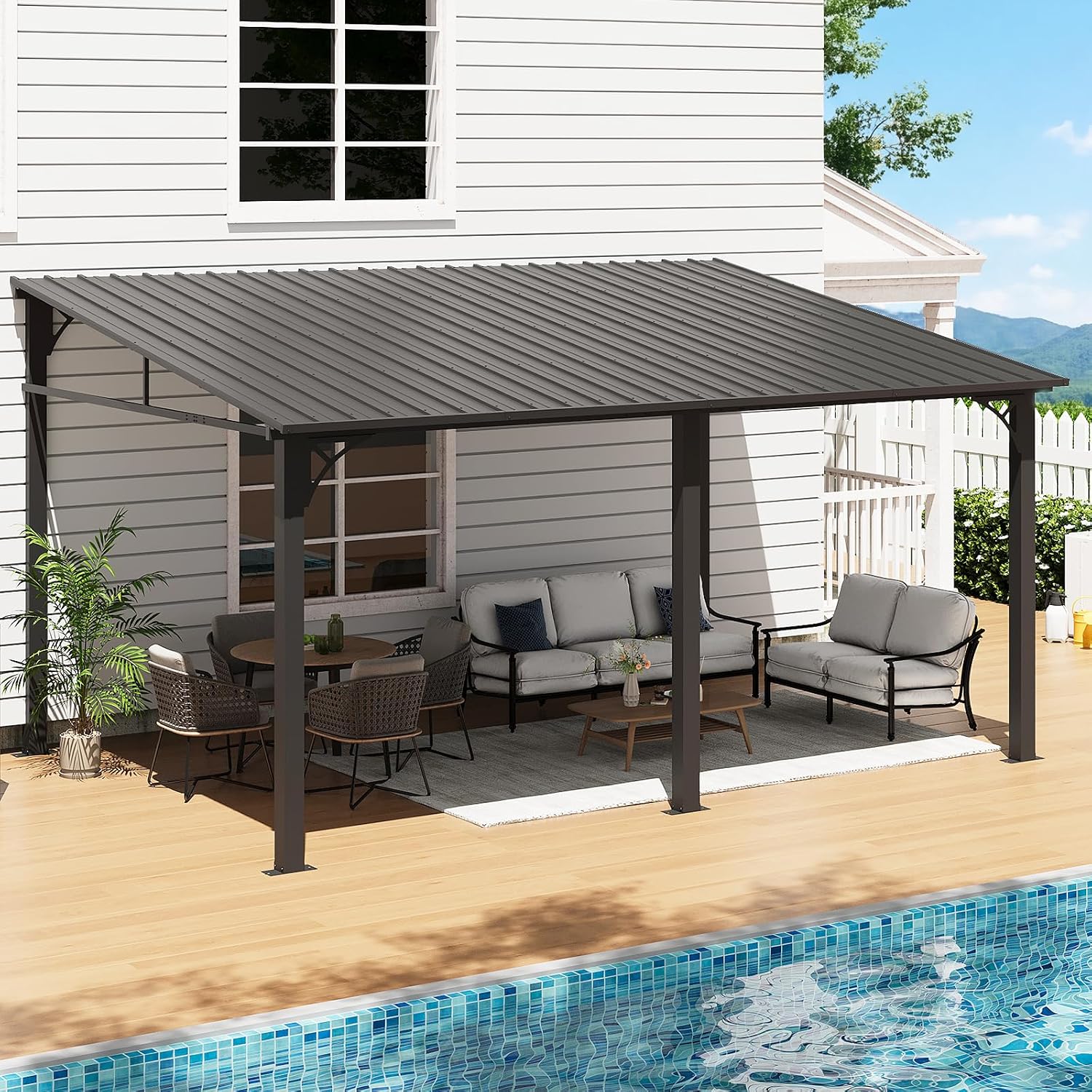 Detalle de Aoxun Lean-to Gazebo 10' x 14