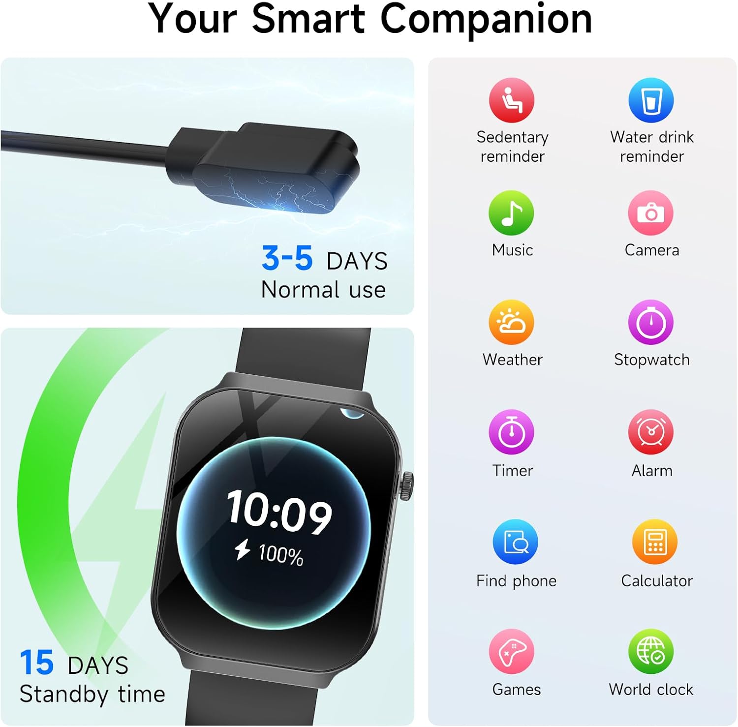Thumbnail 6 de 2026 Smart Watch for Men with ECG+HRV, Blood Pressure, 2.2" 3D-Curved Display and Bluetooth Calling