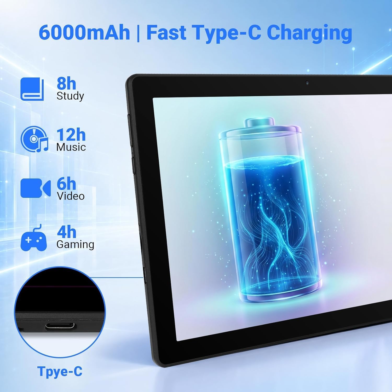 Detalle 2 de Whitedeer Android Tablet 10 Zoll – Android 15, Octa-Core, 20GB RAM, 64GB ROM + 1TB erweitert