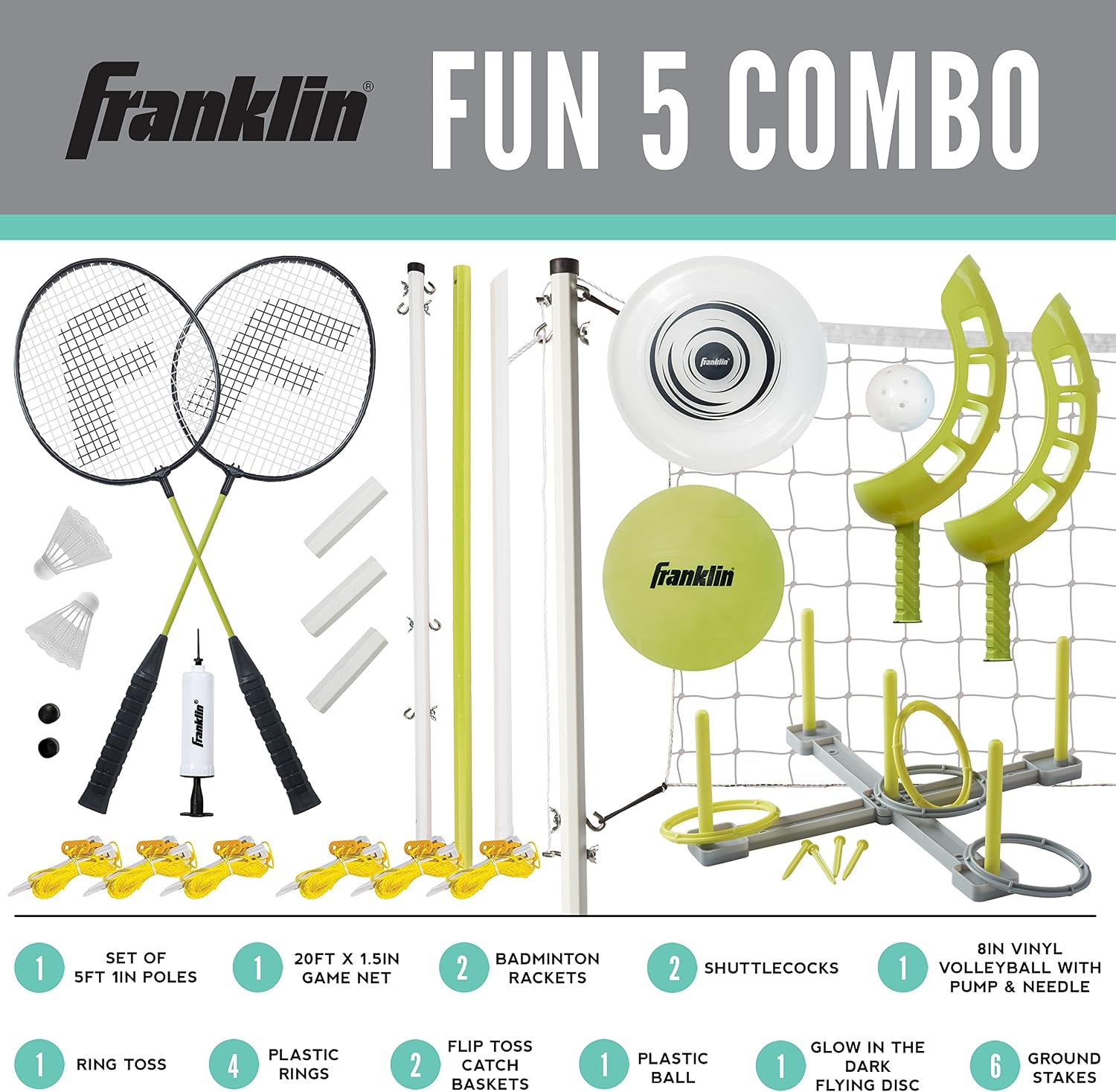 Detalle 2 de Franklin Sports Outdoor Game Set, 5-Game Combo
