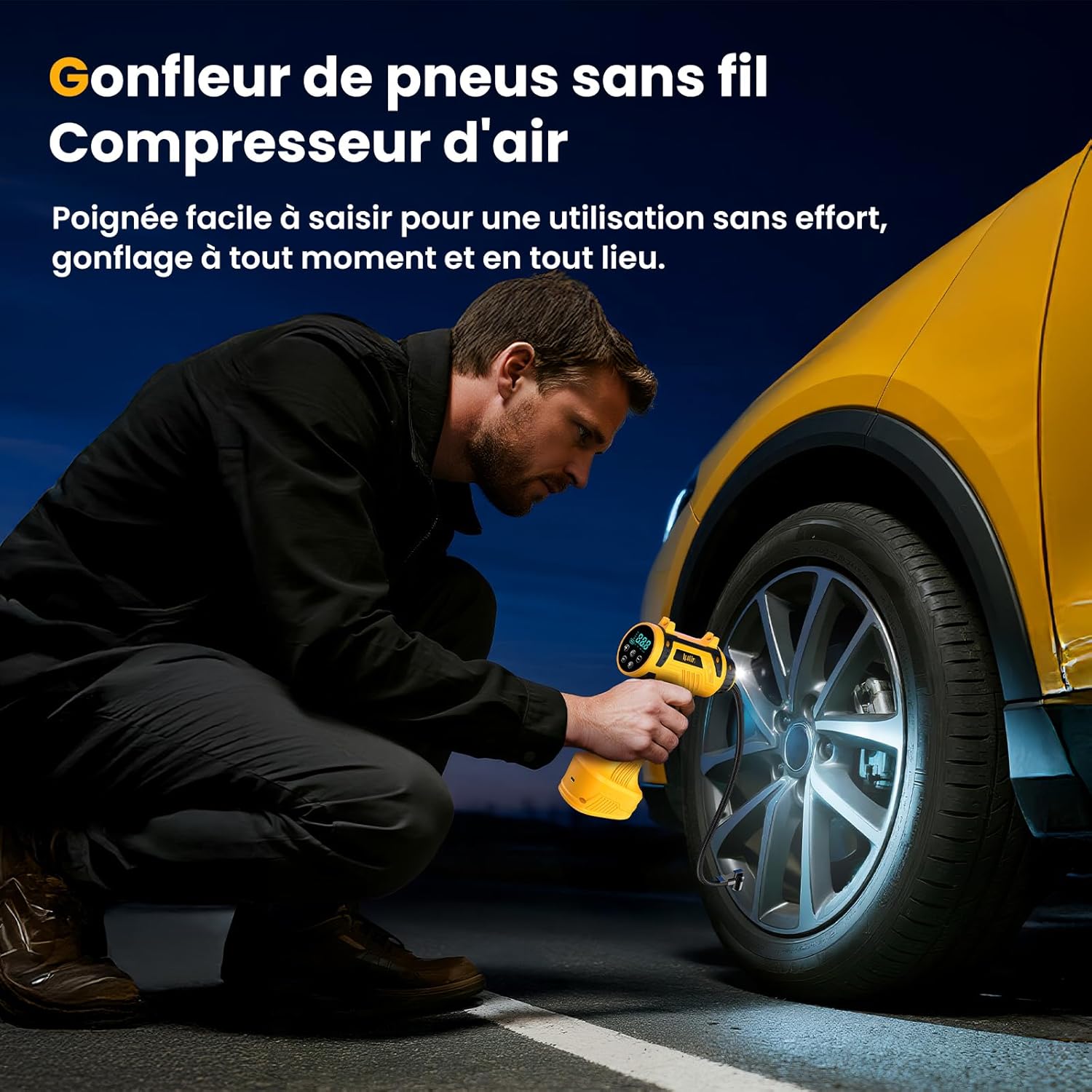 Detalle 2 de Ipflin Gonfleur Pneus Voiture Sans Fil – Compact et Polyvalent, 150 PSI, 22 L/min
