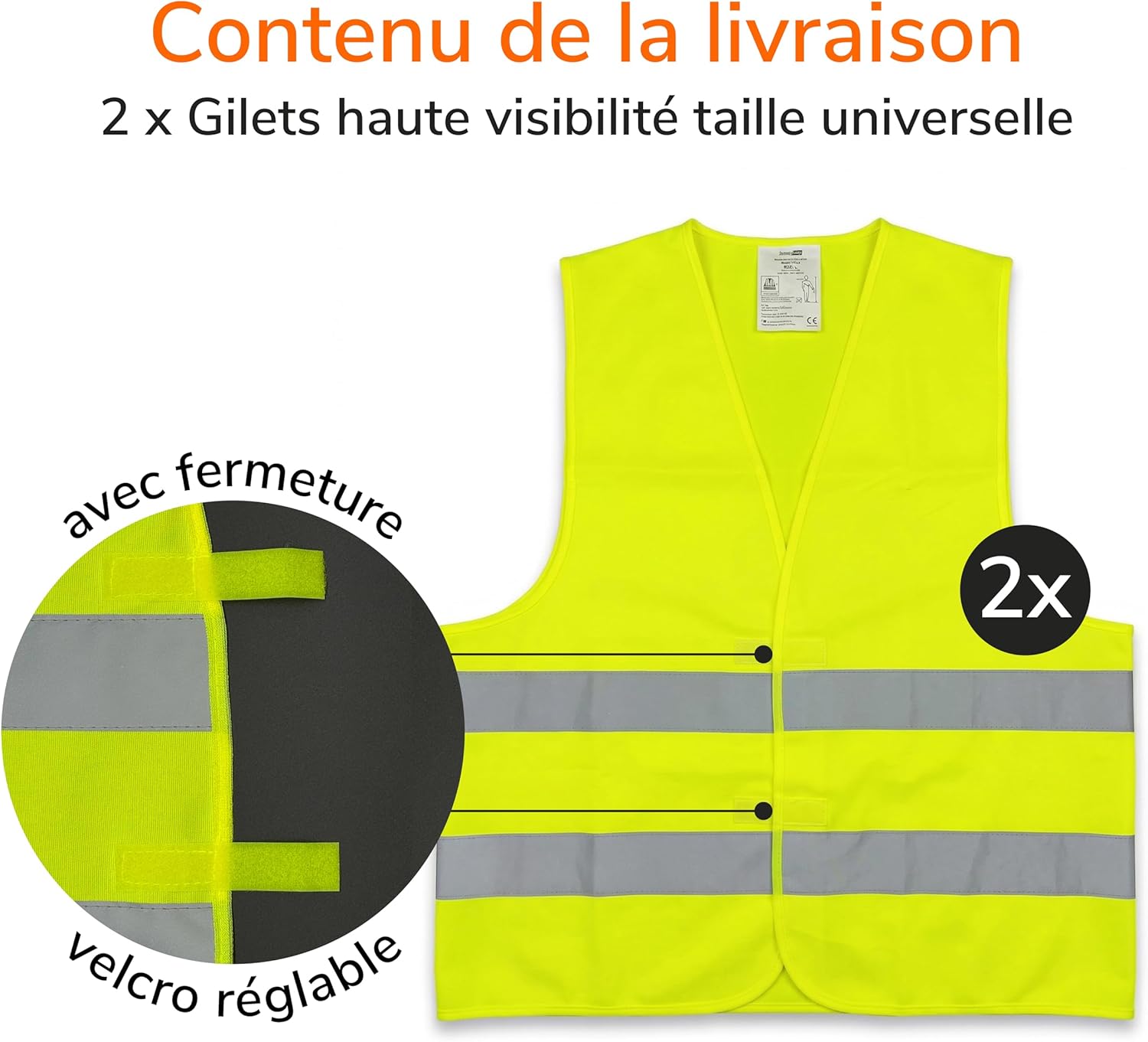 Detalle de Upgrade4cars Gilet de Sécurité réfléchissant EN 20471 – 4 pièces jaunes taille universelle
