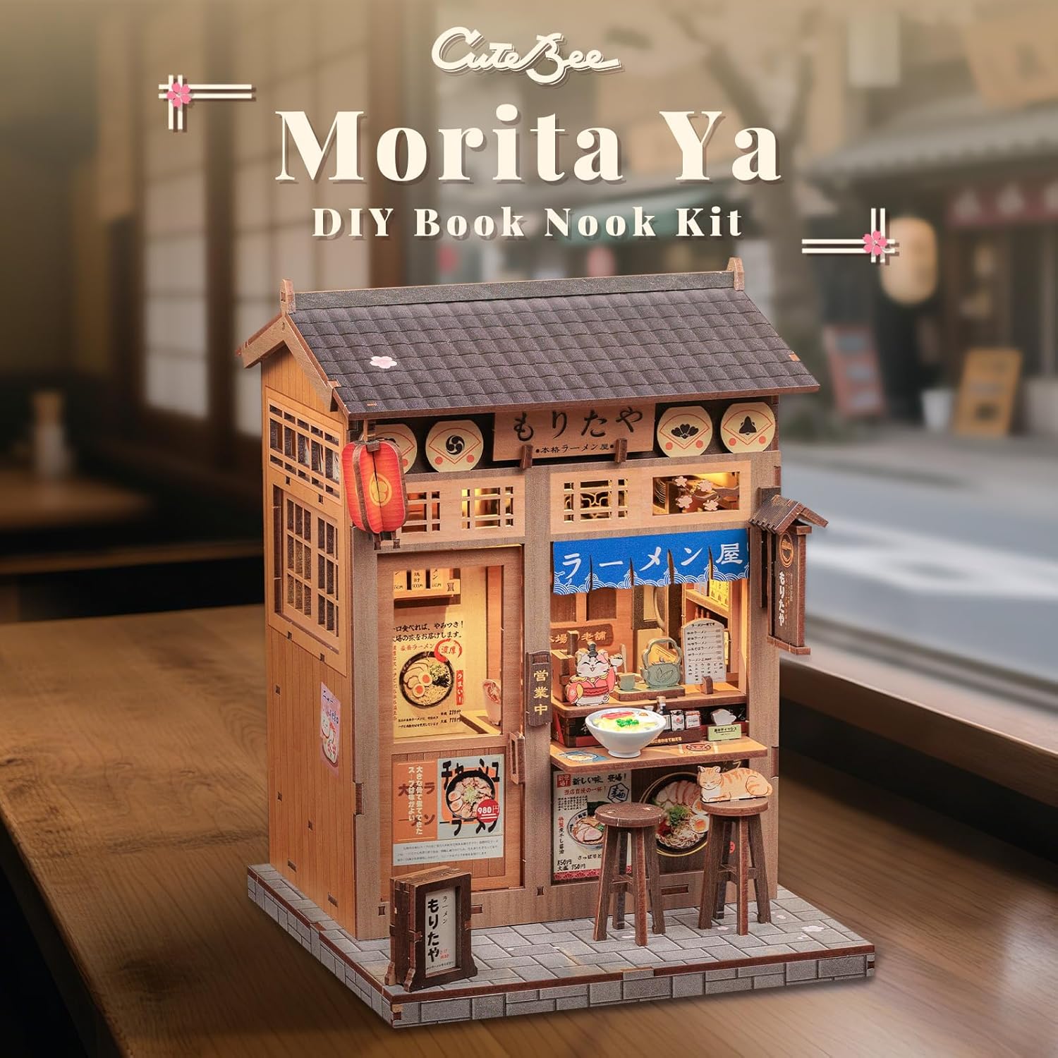 Thumbnail 4 de CUTEBEE Kit Book Nook – Maison de poupée miniature à monter soi-même avec lumière LED et housse