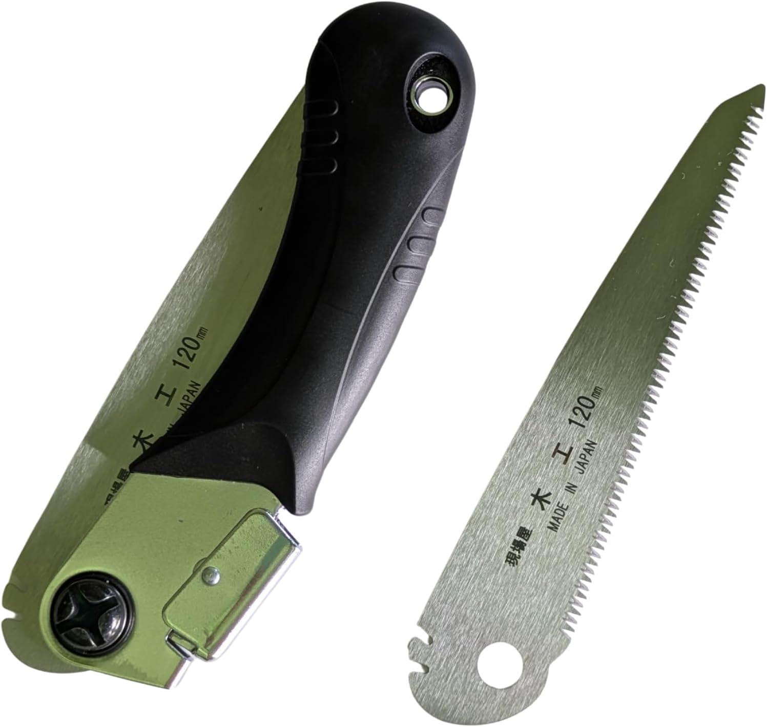 Detalle de 現場屋 折込木工鋸 刃渡り120mm 二段階角度調整・替刃付き