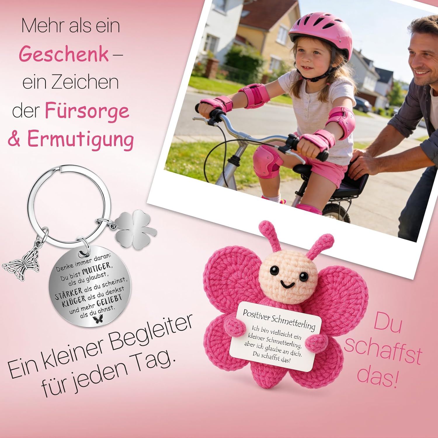 Thumbnail 6 de Farbeele Positive Schmetterling & Glücksbringer-Schlüsselanhänger (Pocket Hug) als Mutmacher-Geschenk
