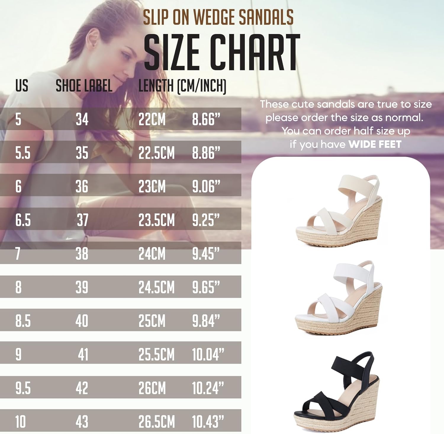 Thumbnail 6 de Mikarka Women’s Open-Toe Espadrilles Wedge Sandal with Elastic Ankle Strap