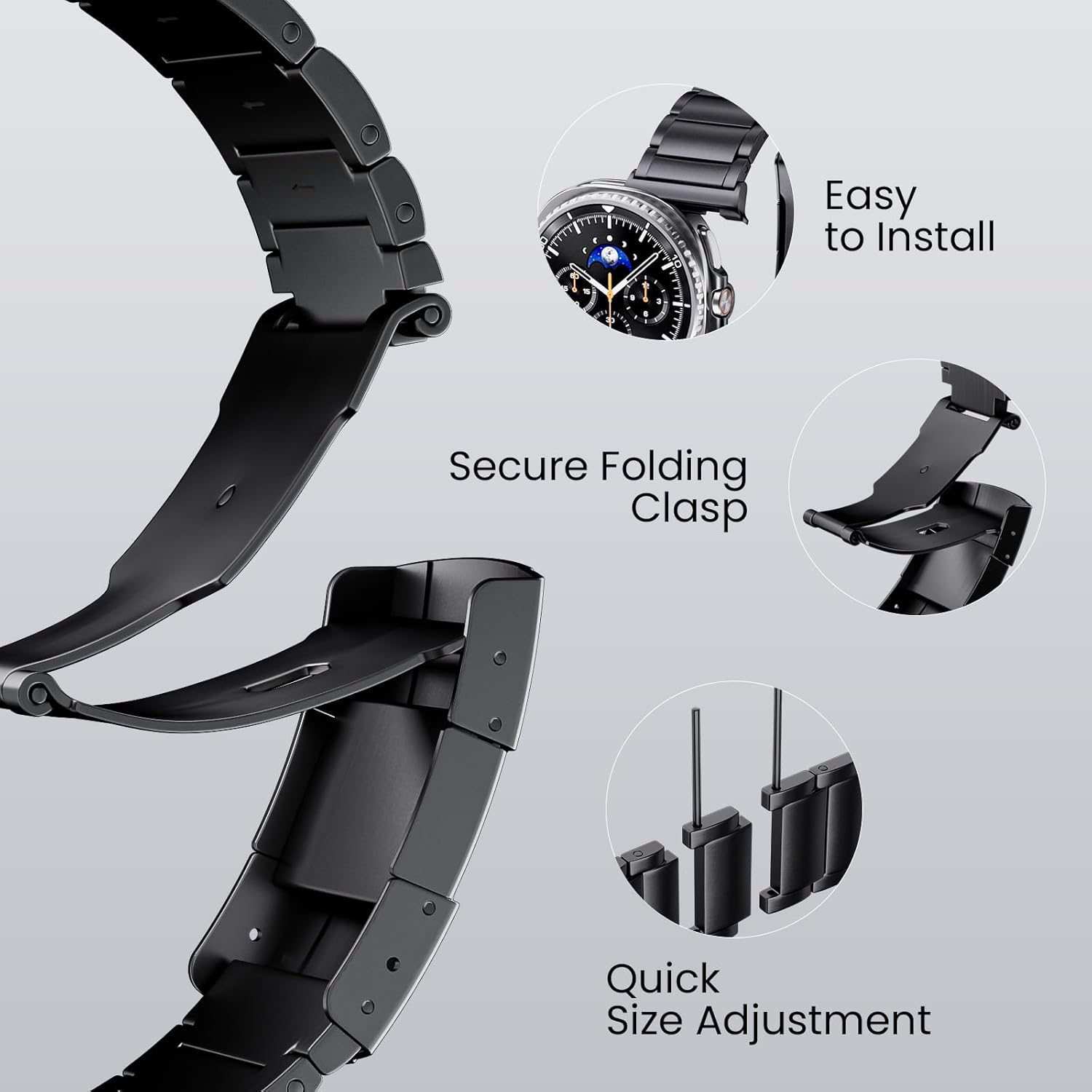 Thumbnail 4 de LULULOOK Titanium Strap for Samsung Galaxy Watch 8 & 8 Classic (2025) – Adjustable 40/44mm and 46mm, Folding Clasp