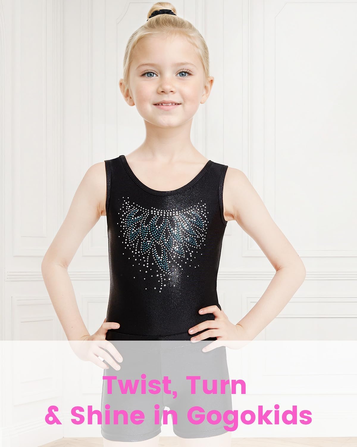 Thumbnail 5 de Gogokids tredelat gymnastikset för flickor – ärmlös dräkt, shorts och hårband