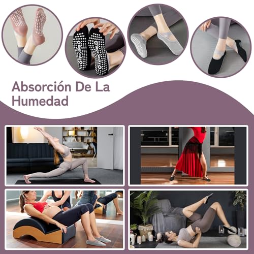 Detalle de VEGCOO 5 Paia Calzini Antiscivolo Donna per Pilates, Yoga e Fitness – EU35-38, 5 Colori