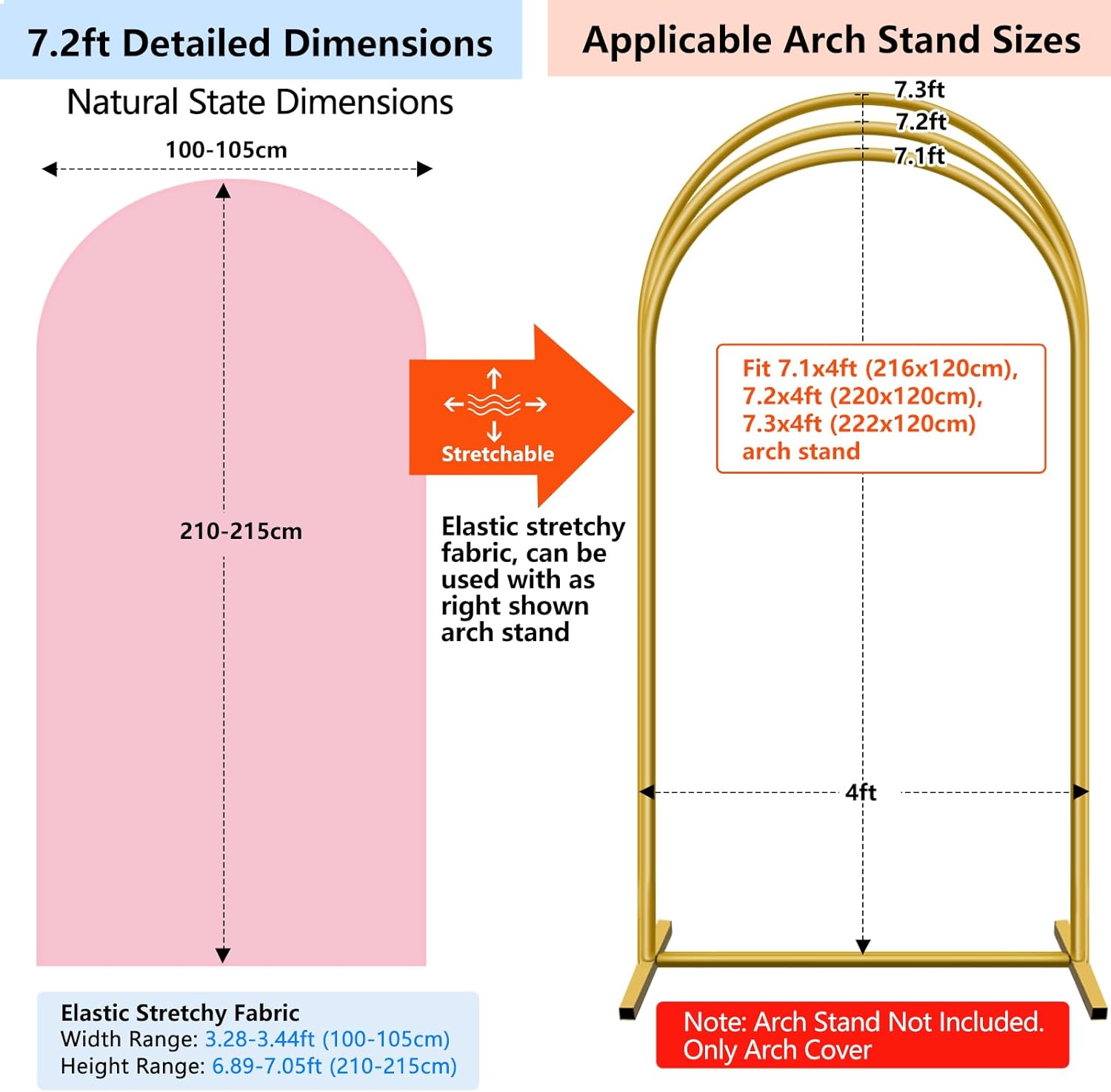 Detalle 2 de HEMMOTOP Pink Arch Backdrop Cover 7.2 ft — Stretchy Spandex Arch Wrap for Balloons & Photos