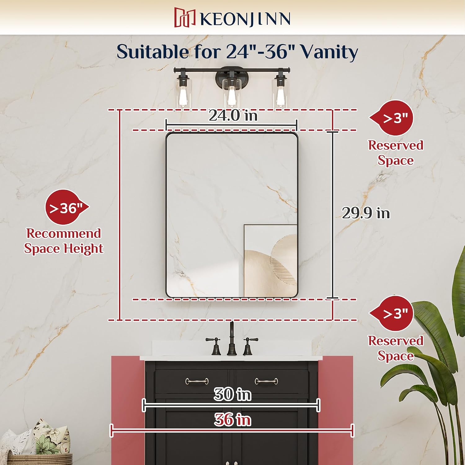 Thumbnail 6 de Keonjinn 24 x 30 Brushed Nickel Vanity Mirror