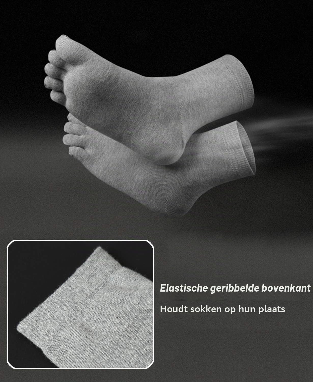 Detalle de ZFSOCK katoenen teensokken voor heren, 5 paar in EU 39-44 of 45-48