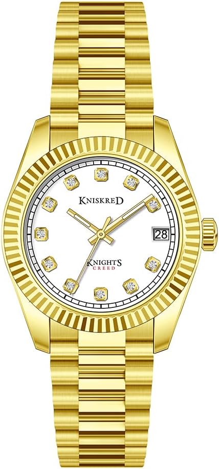 Detalle de Montre classique femme KNISKRED avec cristal et acier inoxydable — résistante à l’eau
