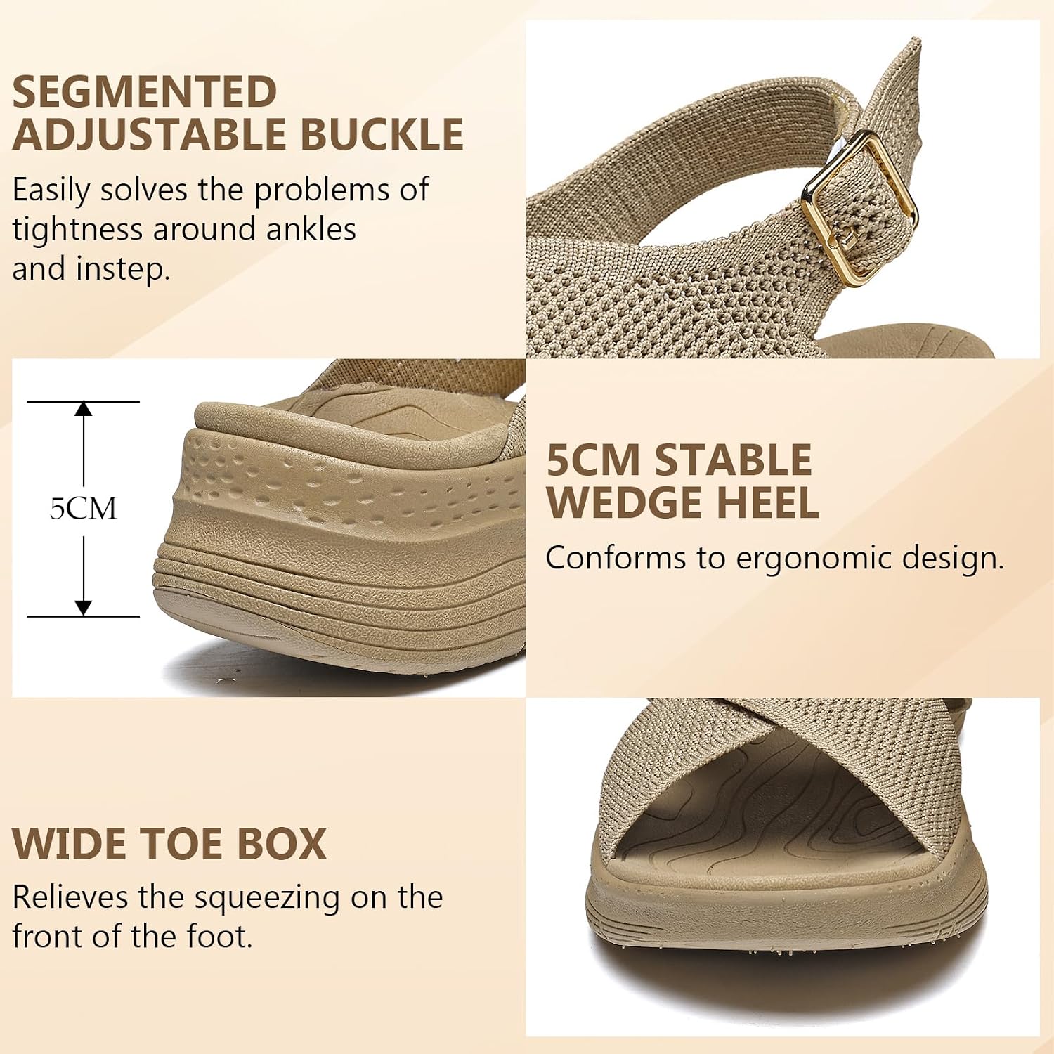 Detalle de Hanani Womens Orthopedic Sandals with Adjustable Straps and Arch Support