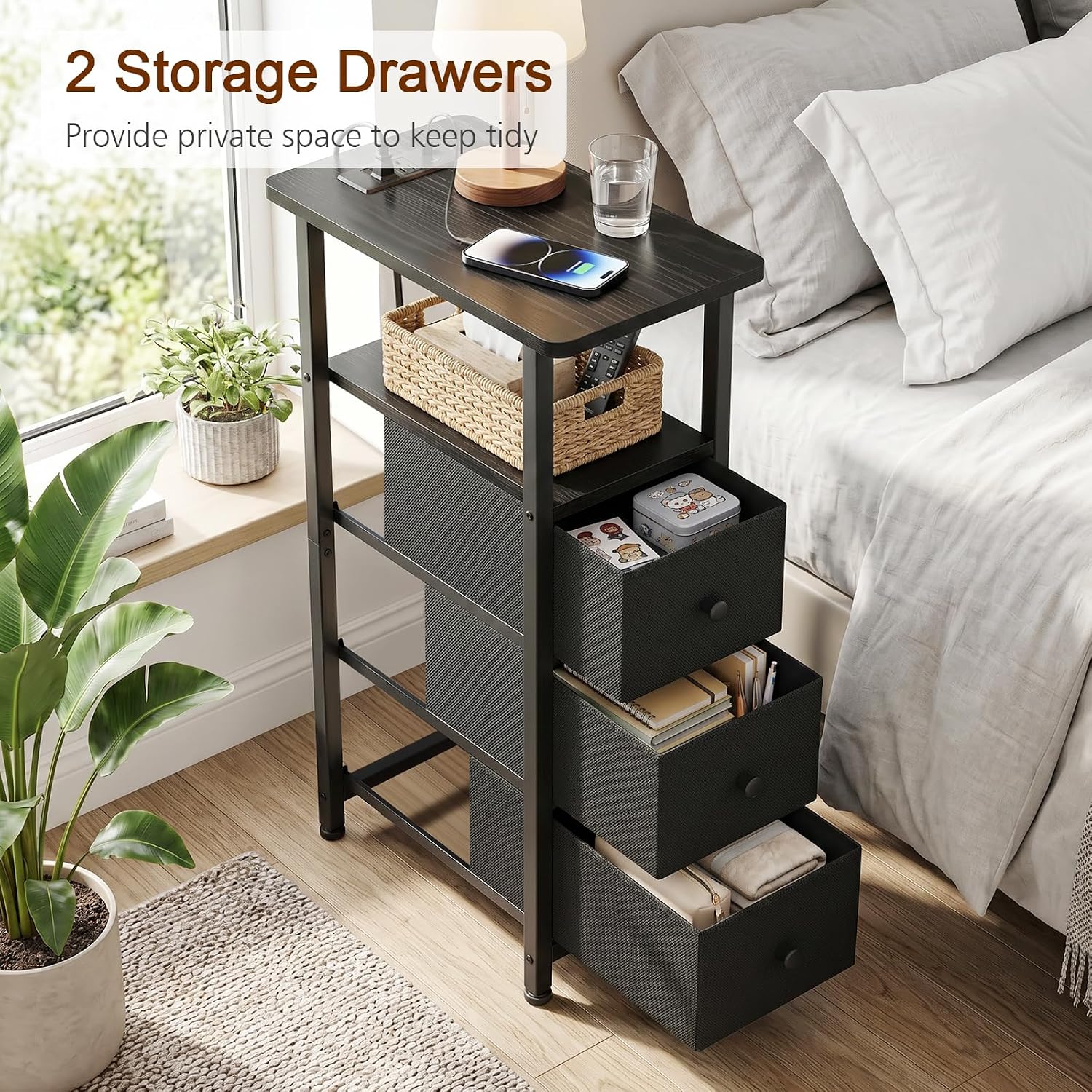 Thumbnail 6 de LOAKEKEL Narrow End Table, 15.75 × 7.87 × 27.55 Inches