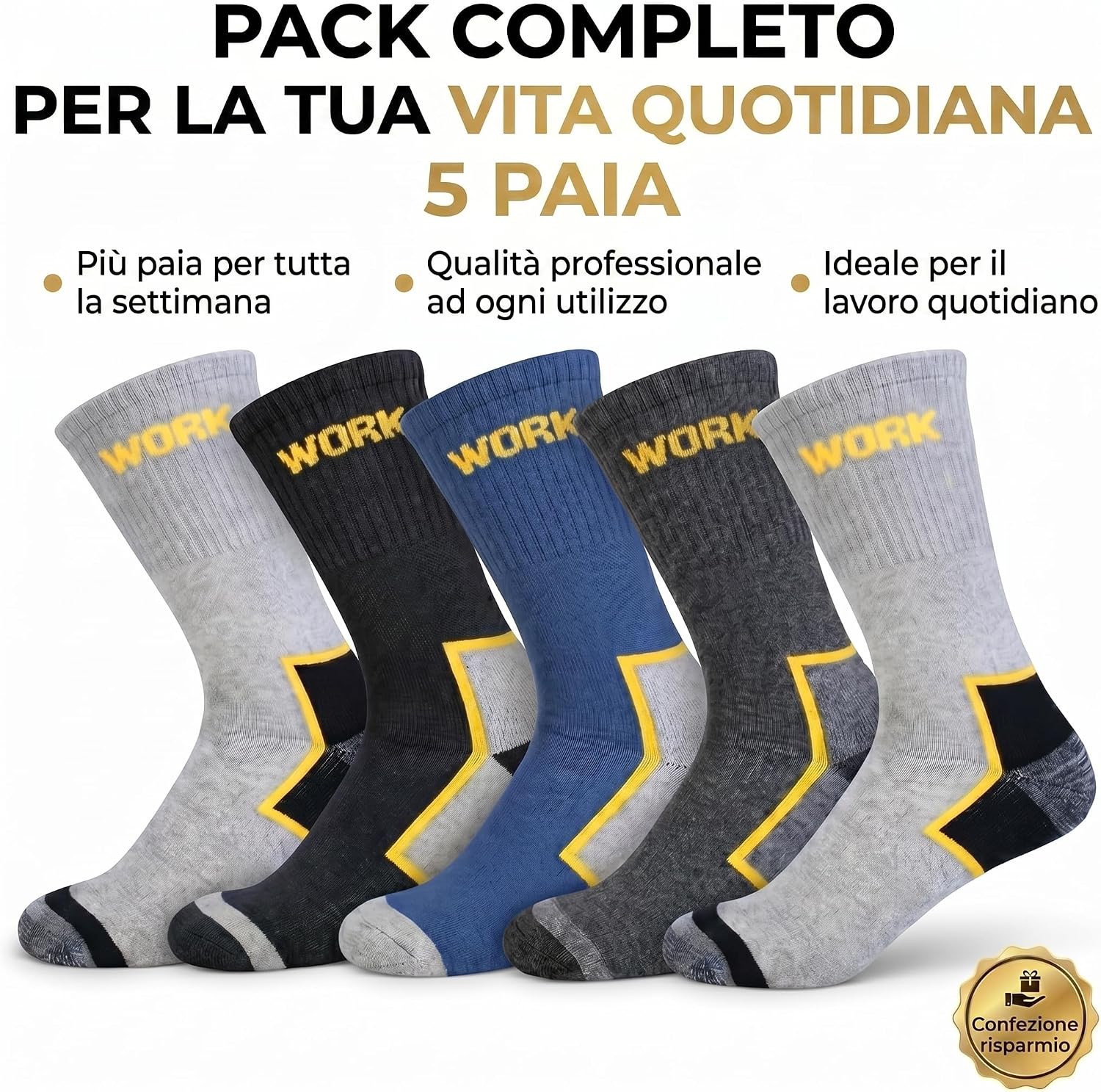 Detalle de PS PROUTHS Calzini da lavoro uomo rinforzati: comfort e protezione per giornate impegnative