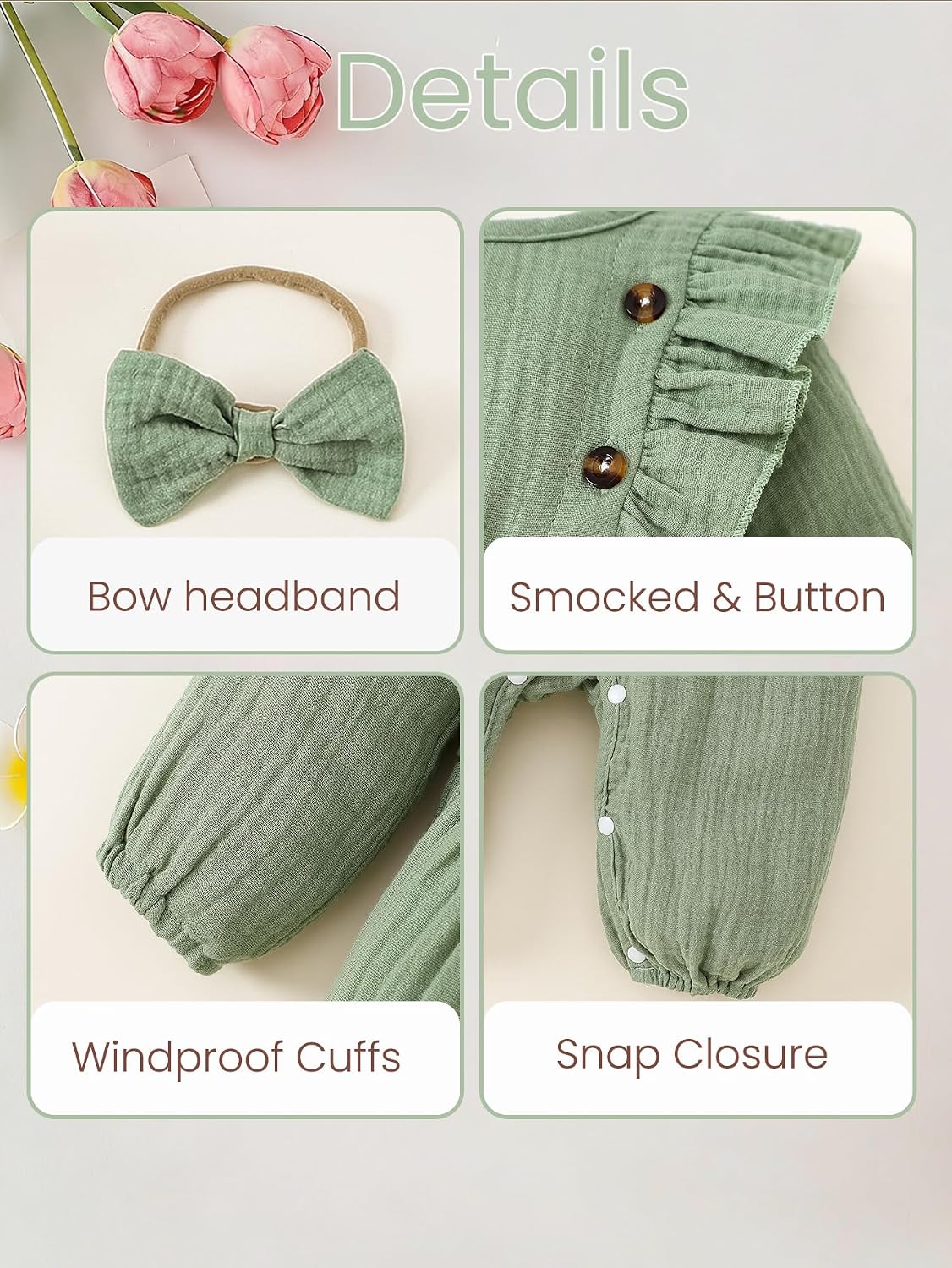 Detalle 2 de Twosya Baby Girl Romper in Cotton