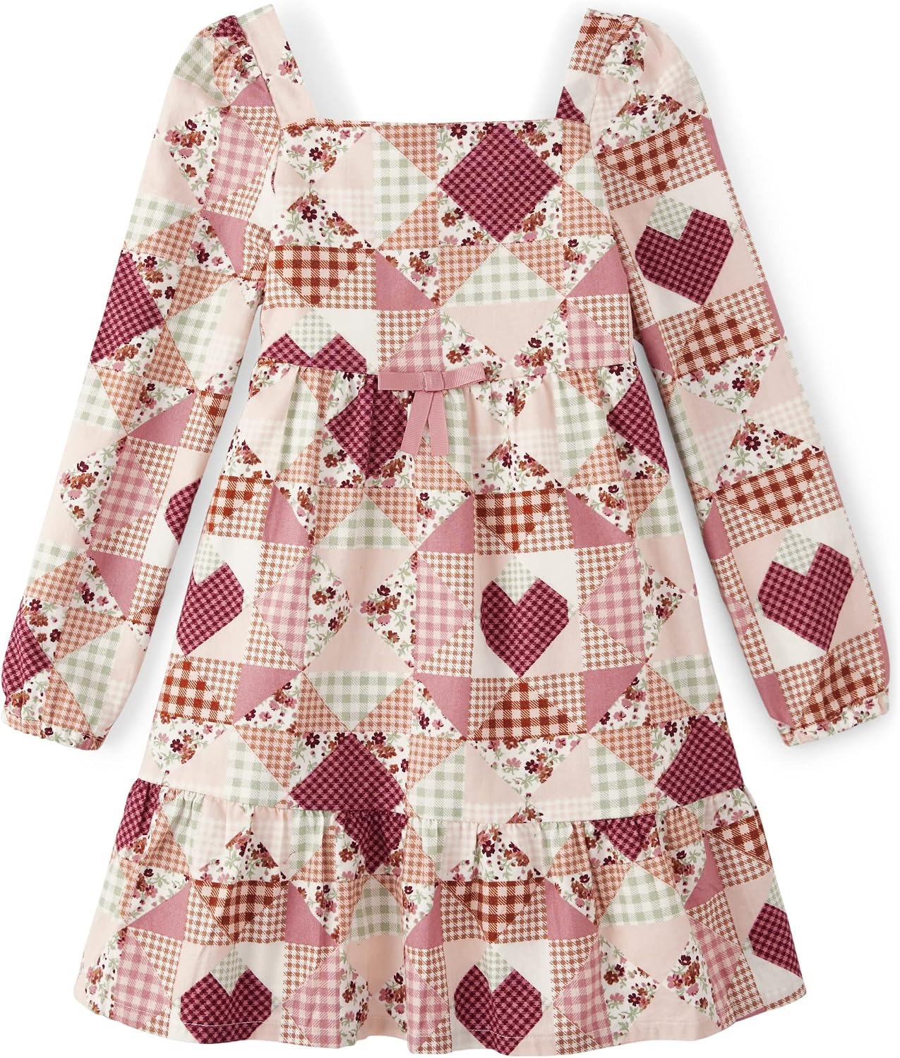 Detalle de Gymboree Long Sleeve Tiered Dress in Cotton Twill with Patchwork Print