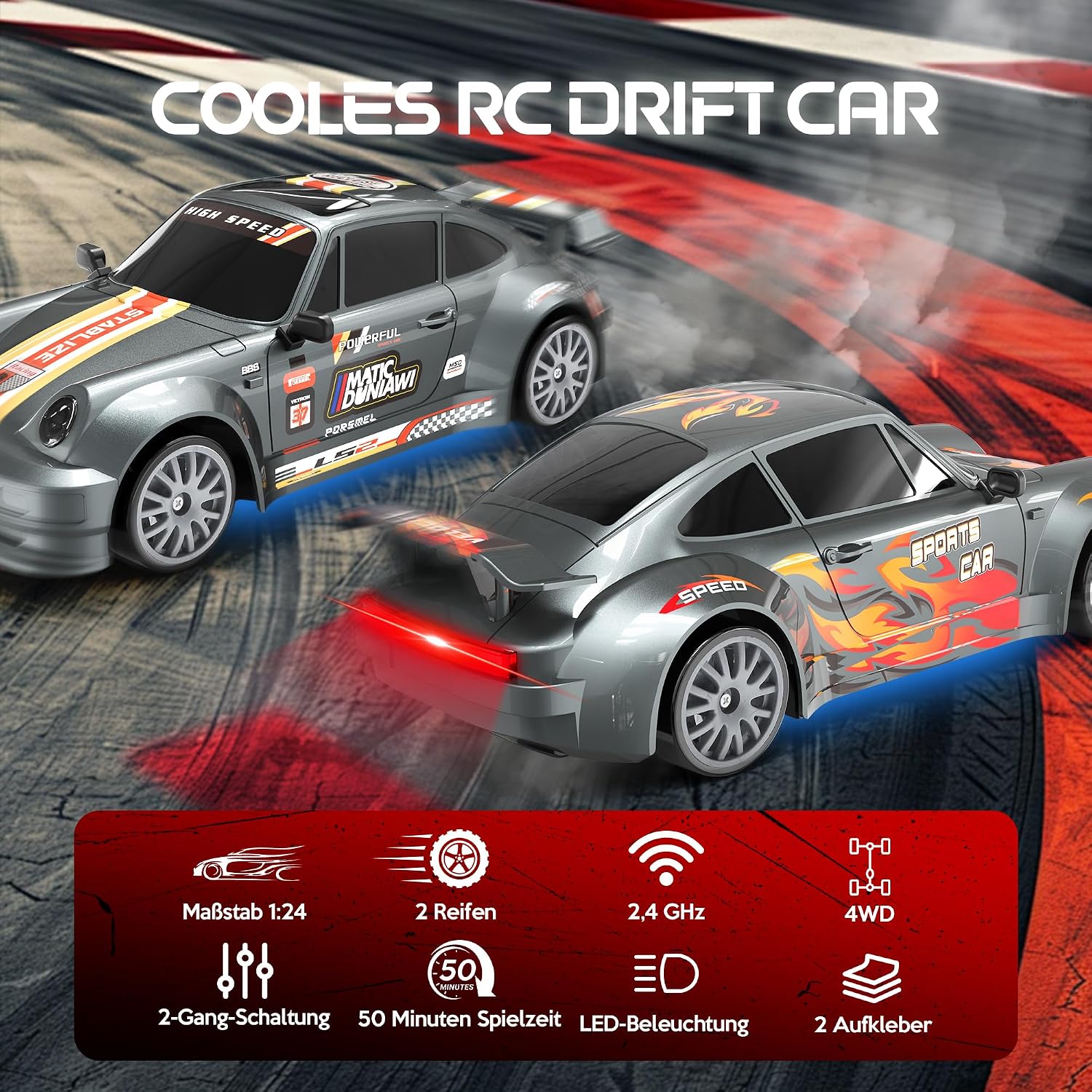 Thumbnail 1 de HappyGoLucky Mini RC Drift Auto 1:24
