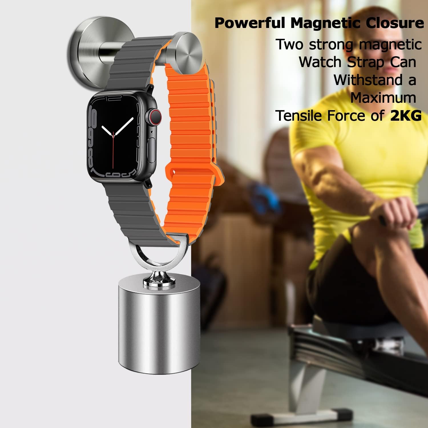 Detalle de Tasikar Silicone Magnetic Loop Strap for Apple Watch 42mm – Grey/Orange (Series 10)