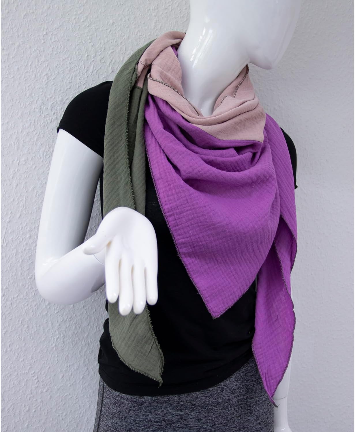 Detalle de Gloop Damen XXL Strick Dreieck Schal 118x210 cm