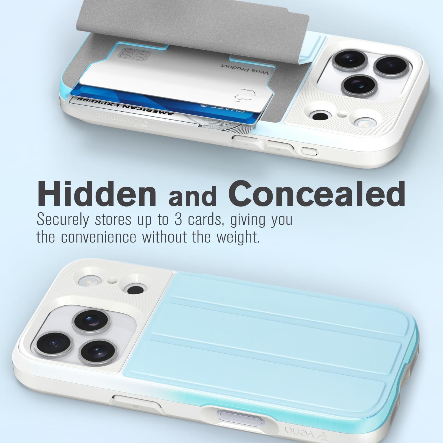 Detalle de VENA vCommute VN2619VC Wallet Case for iPhone 17 Pro/18 Pro, Pastel Blue