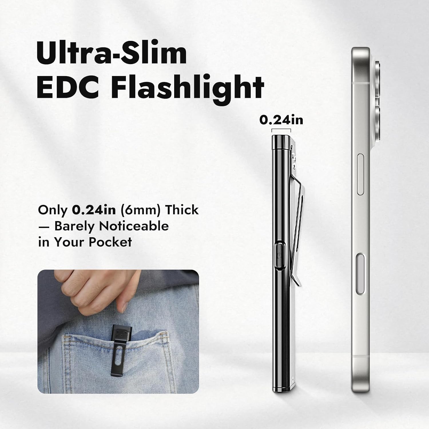 Thumbnail 2 de WARSUN T7 Pro EDC torch (400 lumens) — USB-C rechargeable pocket flashlight with red/blue strobe
