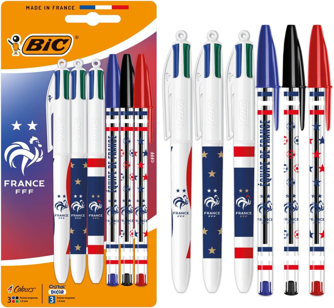 Detalle de BIC 4 Couleurs en Cristal Original balpennen met FFF-decoraties, 6 stuks