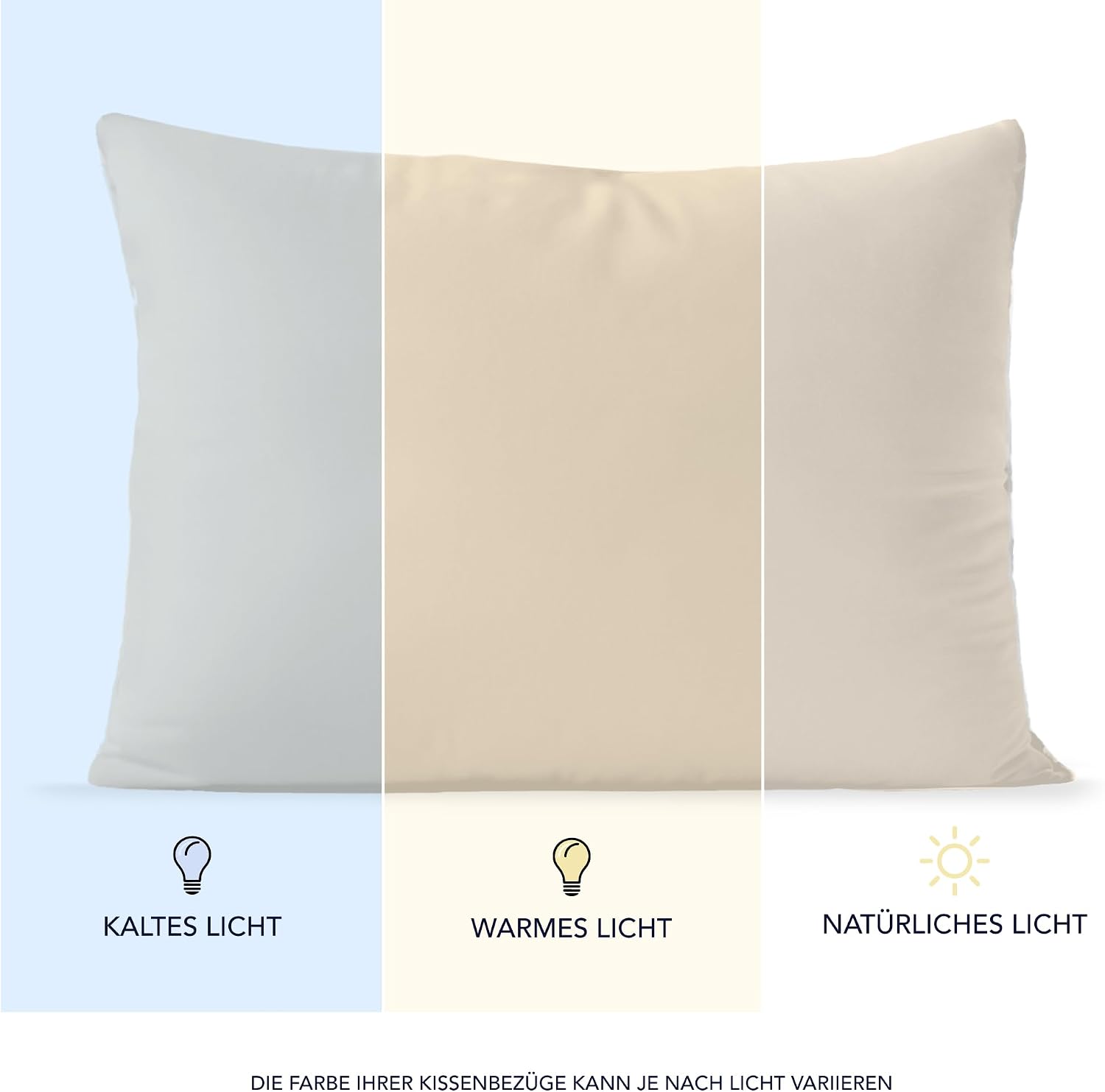 Detalle de Dreamzie Kissenbezug 40x60 Beige (2er-Set) aus 100% Baumwolle – OEKO-TEX