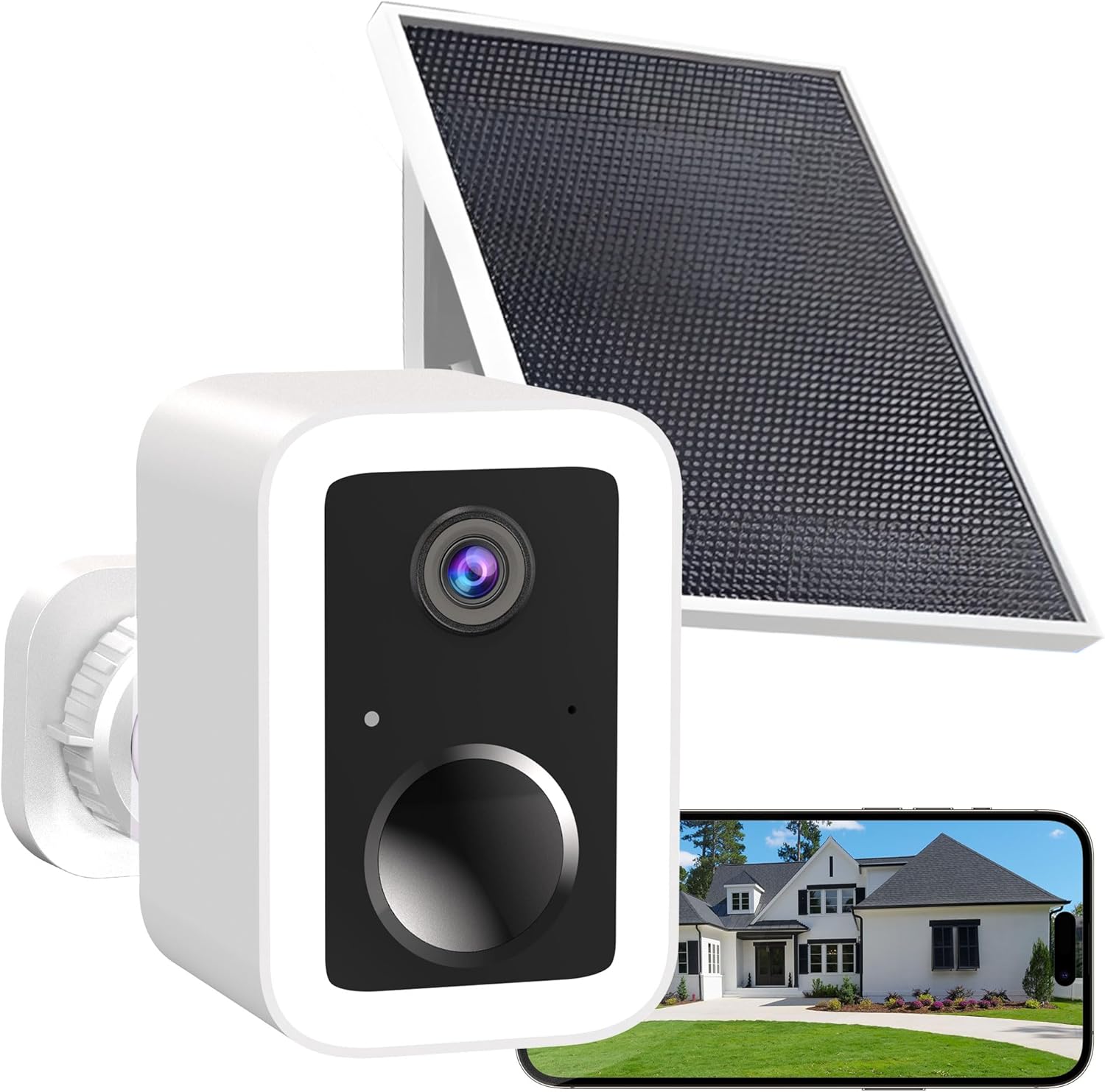 Detalle de Funstorm 2K Außen-Überwachungskamera mit Akku, Solar und Dual-Band WLAN – 2-Wege-Audio, PIR, Sirene, Flutlicht, IP66