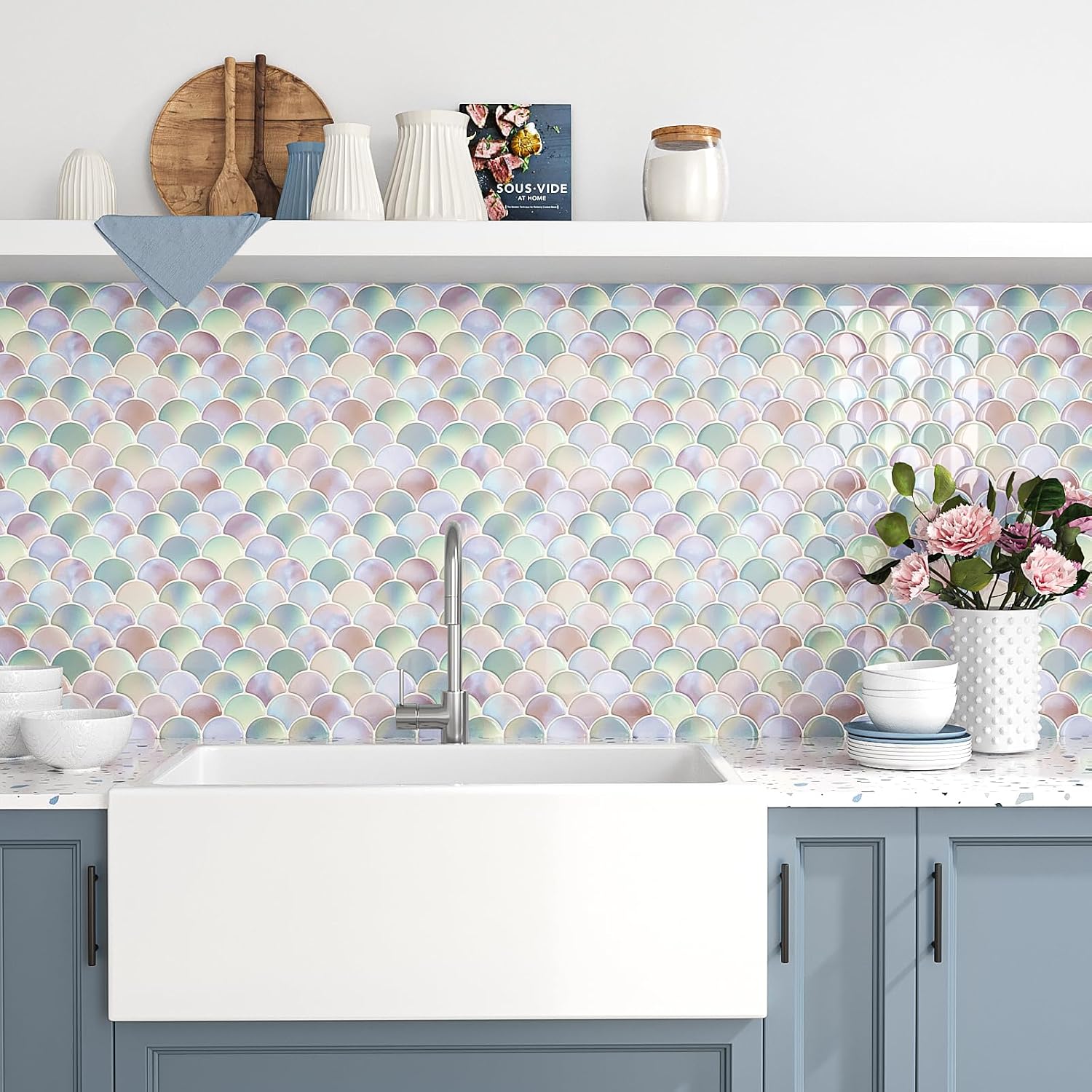 Detalle 2 de VEELIKE Fish Scale Self Adhesive Tiles 30.5cm 📐