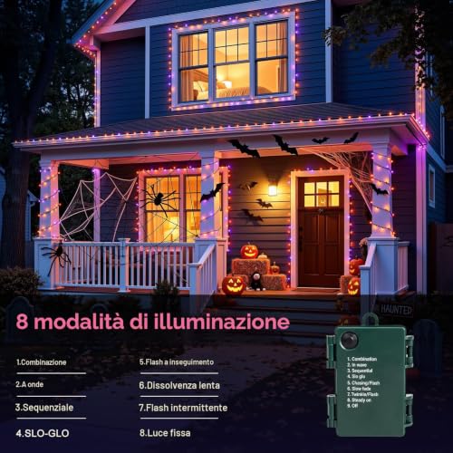 Detalle de Luci Halloween a Batteria 5M 50 LED IP44 Buudala con Portabatterie: versatilità e atmosfera sicura