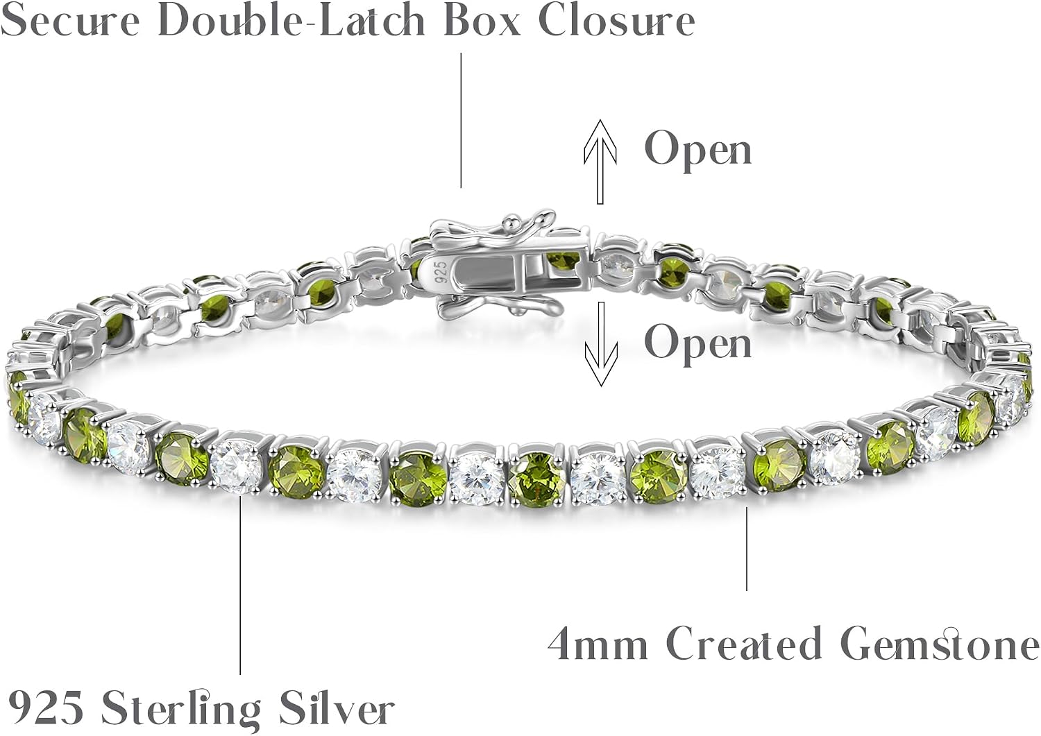 Detalle 2 de FANCIME 925 Sterling-Silber Tennisarmband für Damen (Länge 18 cm, Breite 4 mm) mit Zirkonia & synthetischem Edelstein