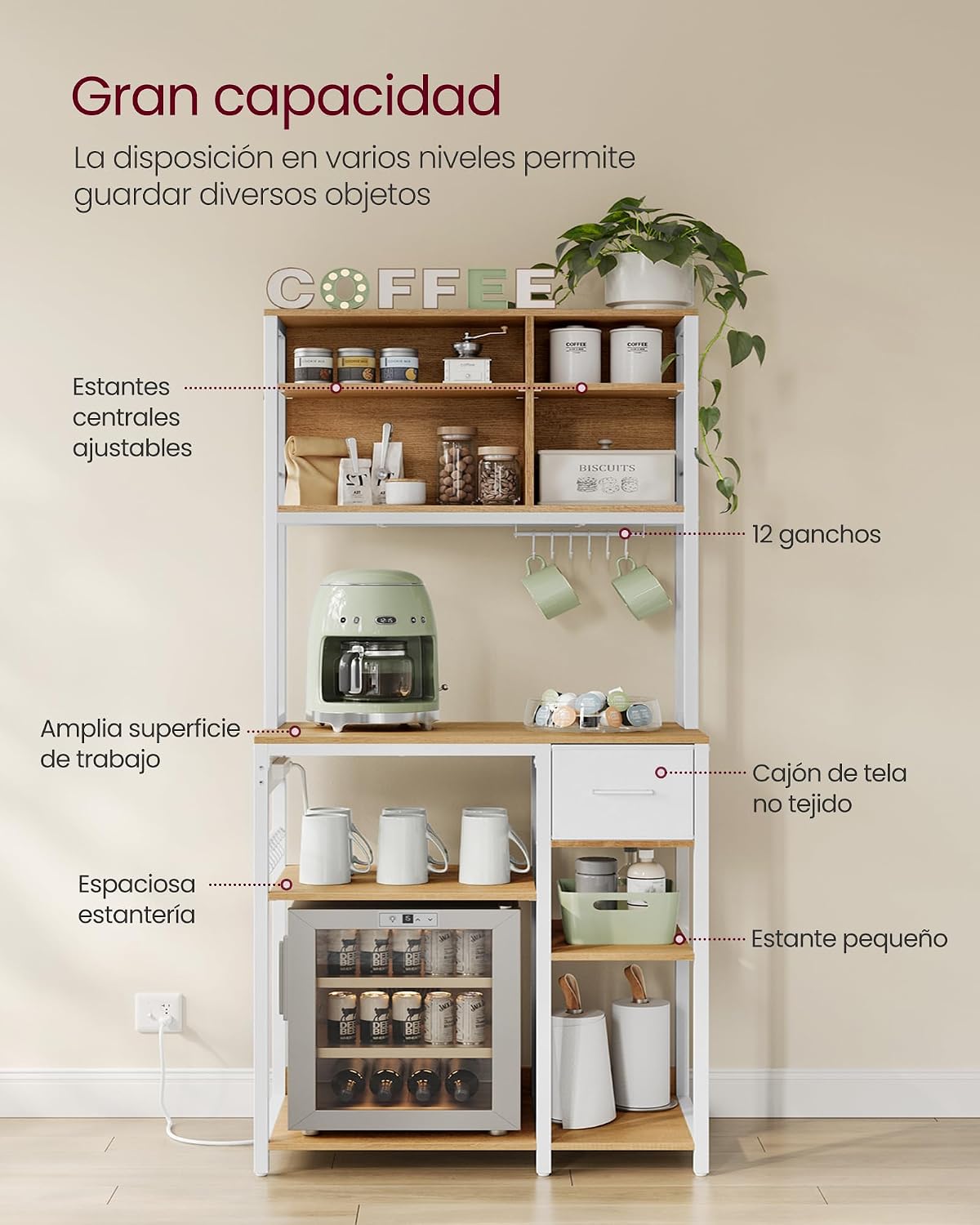 Thumbnail 4 de VASAGLE KKS015Y02 estantería cocina 40x80x180 cm
