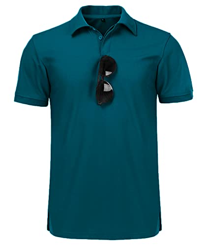 Detalle de JACKETOWN Polo de Manga Corta para Hombre: secado rápido y transpirabilidad para deporte y uso casual (Azul Turquesa Oscuro, XL)